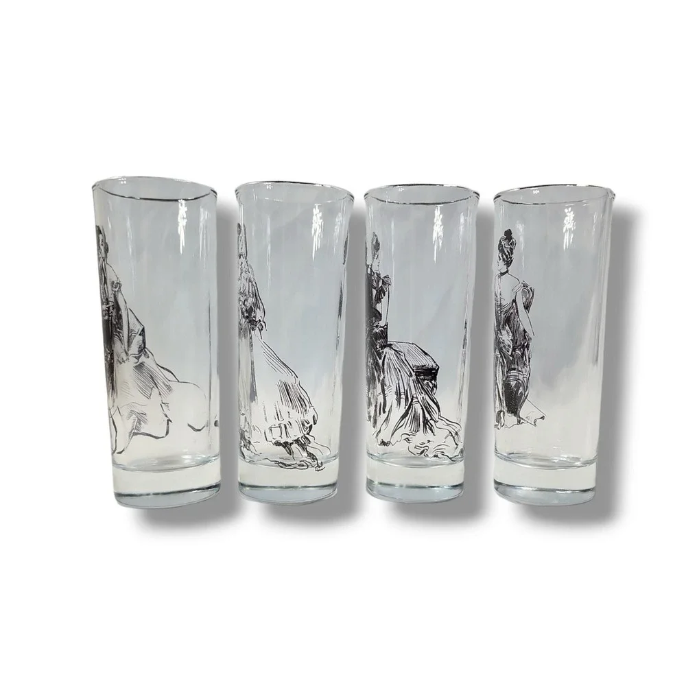 Victorian‎ Trading Co Gibson Girl Highball Weighted Base Glasses Set of 4
